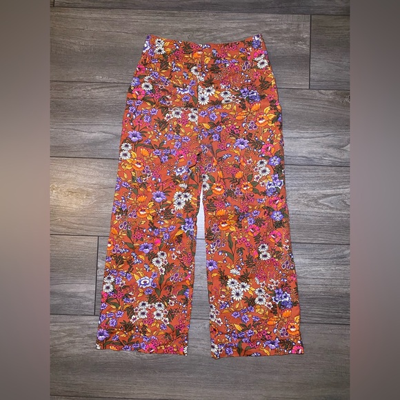 EUC Anthropologie Maeve Floral Wide Leg High Waisted Cropped Pants - Picture 10 of 16